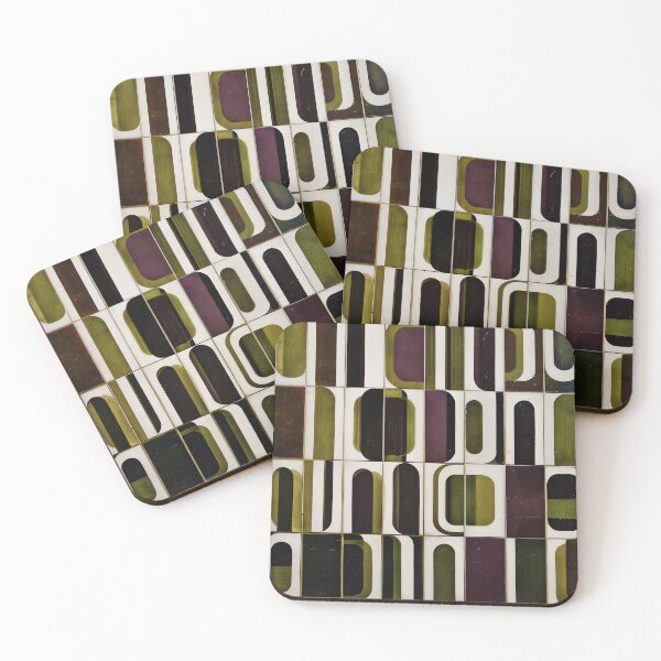 Item preview, 70s Retro Geometric Pattern Olive Green 1 designed and sold by Velvetcosmonova.