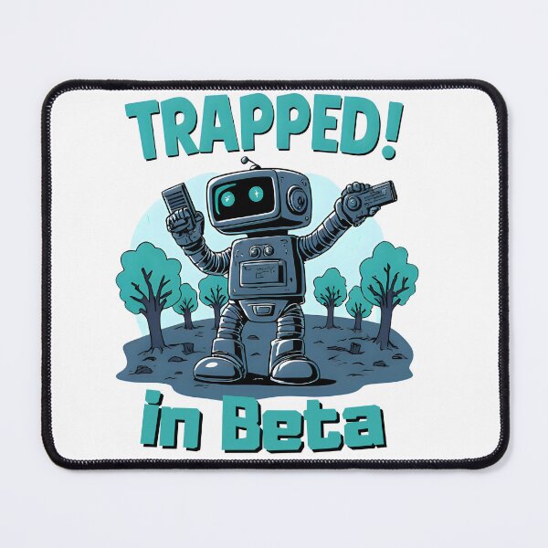 Item preview, Trapped in Beta Robot Art | Retro Tech & Gaming Dev Masterpiece designed and sold by OhMyCotton.