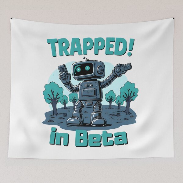 Item preview, Trapped in Beta Robot Art | Retro Tech & Gaming Dev Masterpiece designed and sold by OhMyCotton.