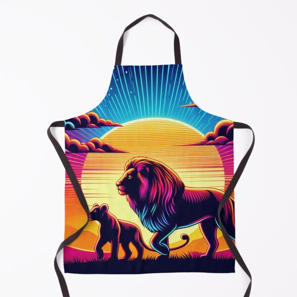 Item preview, silhouette of lion and cub at sunset designed and sold by Dogandesighn.