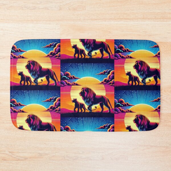 Item preview, silhouette of lion and cub at sunset designed and sold by Dogandesighn.