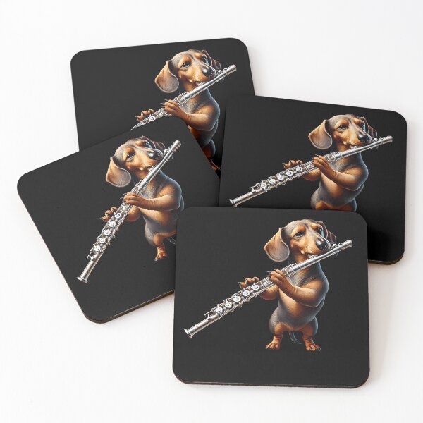 Item preview, Dachshund Playing Flute Player Dog Lover designed and sold by Kimberley King Art  King Art.
