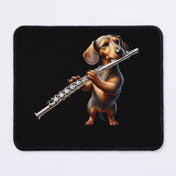 Item preview, Dachshund Playing Flute Player Dog Lover designed and sold by Kimberley King Art  King Art.