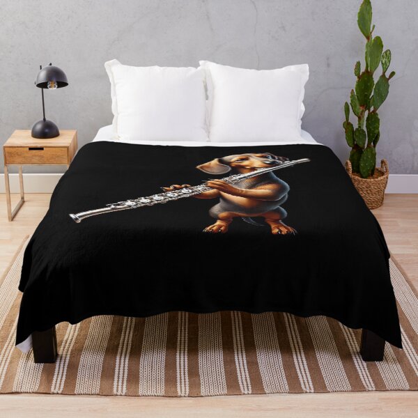 Item preview, Dachshund Playing Flute Player Dog Lover designed and sold by Kimberley King Art  King Art.