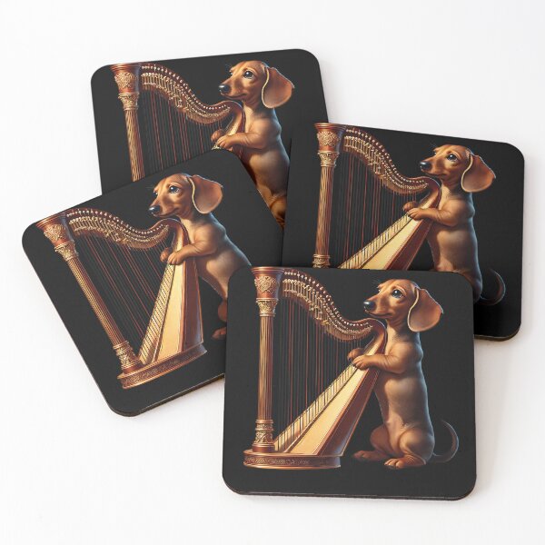 Item preview, Dachshund Playing Harp Player Dog Lover designed and sold by Kimberley King Art  King Art.