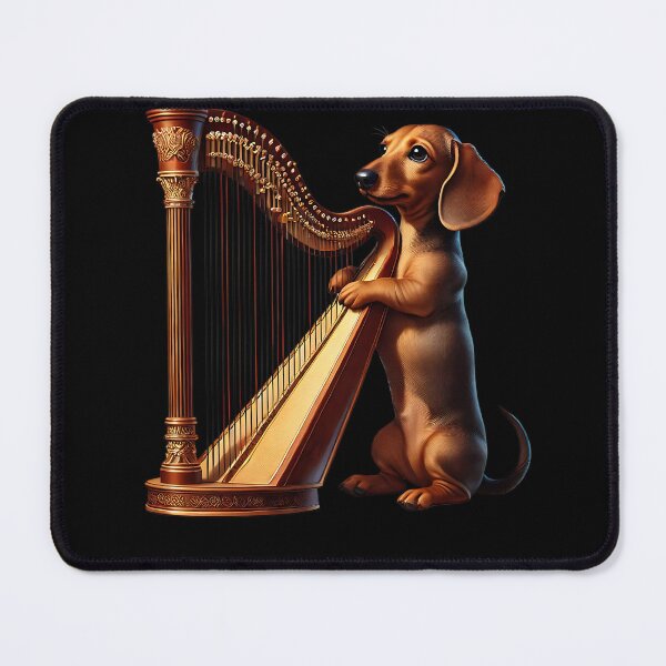 Item preview, Dachshund Playing Harp Player Dog Lover designed and sold by Kimberley King Art King Art.