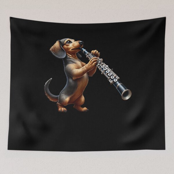 Item preview, Dachshund Playing Oboe Player Dog Lover designed and sold by Kimberley King Art  King Art.