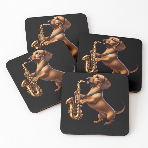 Item preview, Dachshund Playing Saxophone Player Dog Lover designed and sold by Kimberley King Art  King Art.