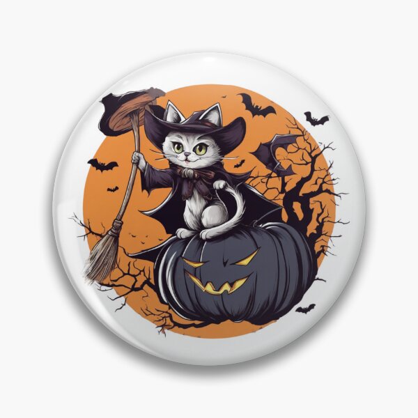 Item preview, Cute White Witch Cat on Pumpkin,Halloween,Halloween thrit designed and sold by SiripornSeaynng.