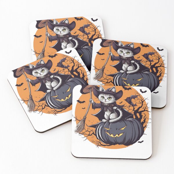 Item preview, Cute White Witch Cat on Pumpkin,Halloween,Halloween thrit designed and sold by SiripornSeaynng.