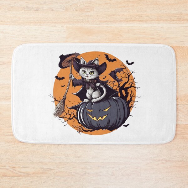 Item preview, Cute White Witch Cat on Pumpkin,Halloween,Halloween thrit designed and sold by SiripornSeaynng.