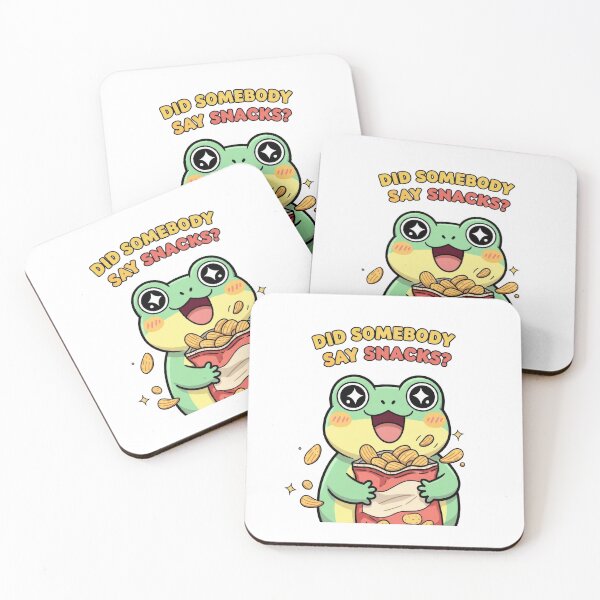 Item preview, Adorable Cartoon Frog with Sparkly Eyes Holding Potato Chips designed and sold by PixeloraStudio.