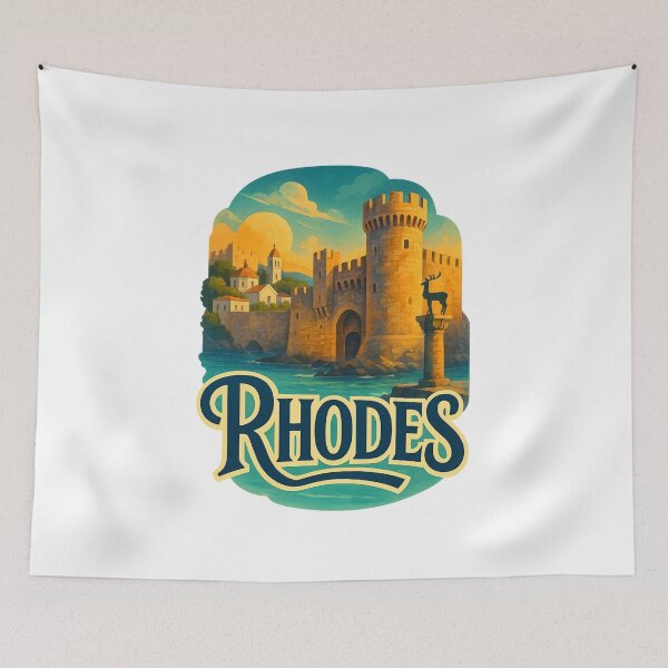 Item preview, Medieval Fort and Harbor of Rhodes Greece designed and sold by Aryabek.