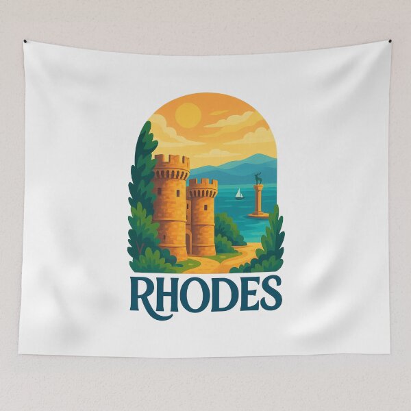 Item preview, Tower and Coastline of Rhodes Island Greece designed and sold by Aryabek.