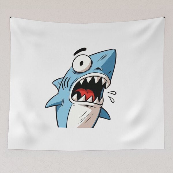 Item preview, A blue shark looks scared and shocked. designed and sold by kyokyyosei.