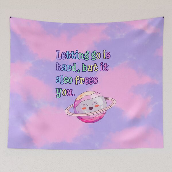 Item preview, Letting Go Is Hard, But It Also Frees You | Cute Kawaii Planet Quote | Pastel Galaxy Style designed and sold by MagicContOasis.