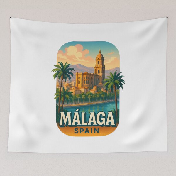 Item preview, Historic Skyline of Málaga Spain at Sunset designed and sold by Aryabek.