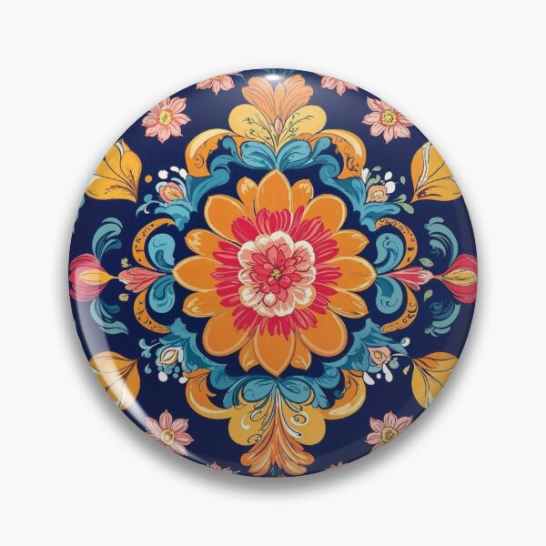 Item preview, Boho Baroque Floral Damask Medallion — Seamless Pattern on Navy designed and sold by Art & Heart.