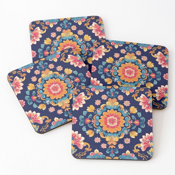 Item preview, Boho Baroque Floral Damask Medallion — Seamless Pattern on Navy designed and sold by Art & Heart.
