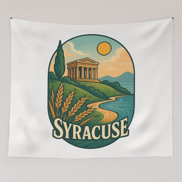 Item preview, Syracuse Sicily Temple and Wheat Fields designed and sold by Places On Earth.