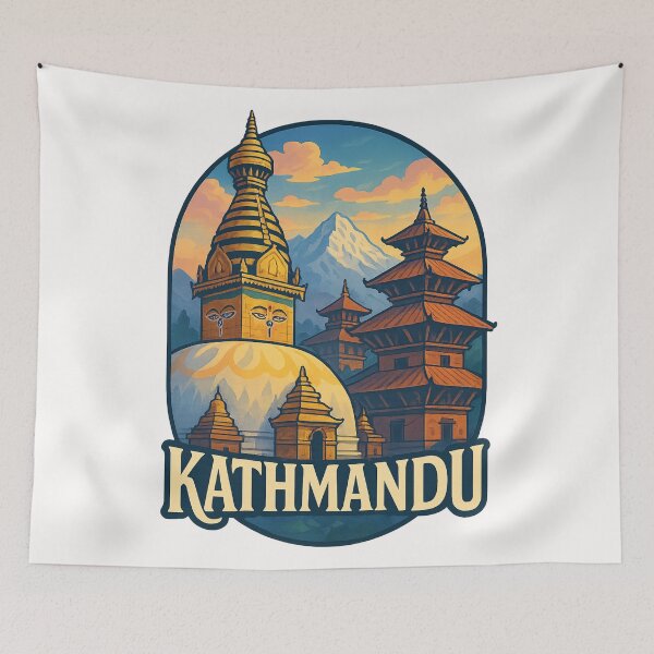 Item preview, Stupa and Himalayan View from Kathmandu Nepal designed and sold by Places On Earth.