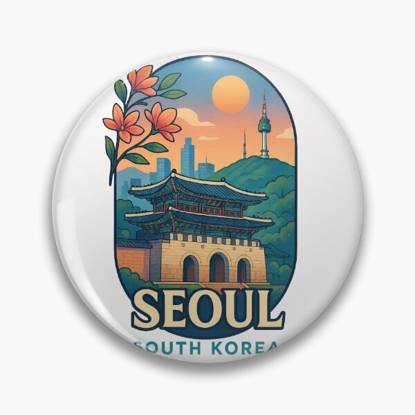 Item preview, Gwanghwamun Gate and Namsan Tower Seoul South Korea designed and sold by Places On Earth.