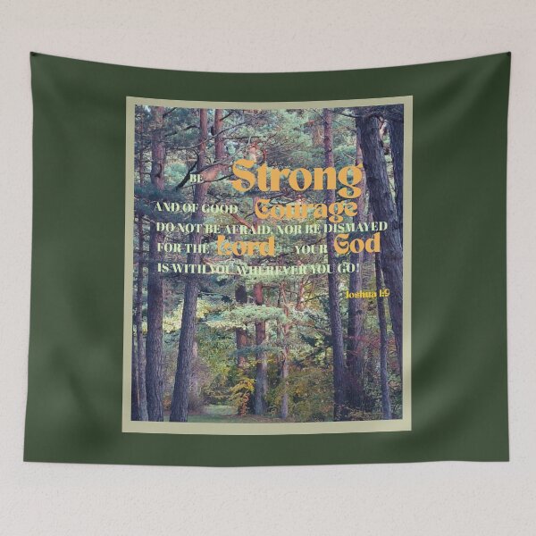 Item preview, Joshua 1:9 Bible Verse – Pine Tree Background designed and sold by Ausra789.
