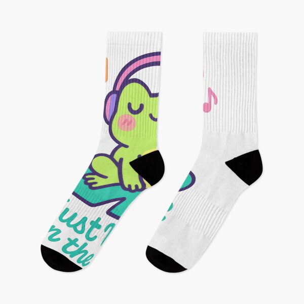 Item preview, Cartoon Frog with Headphones Just Vibin’ in the Pond designed and sold by PixeloraStudio.