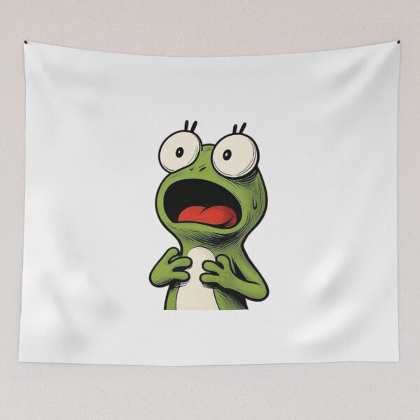 Item preview, A green frog looks scared designed and sold by kyokyyosei.