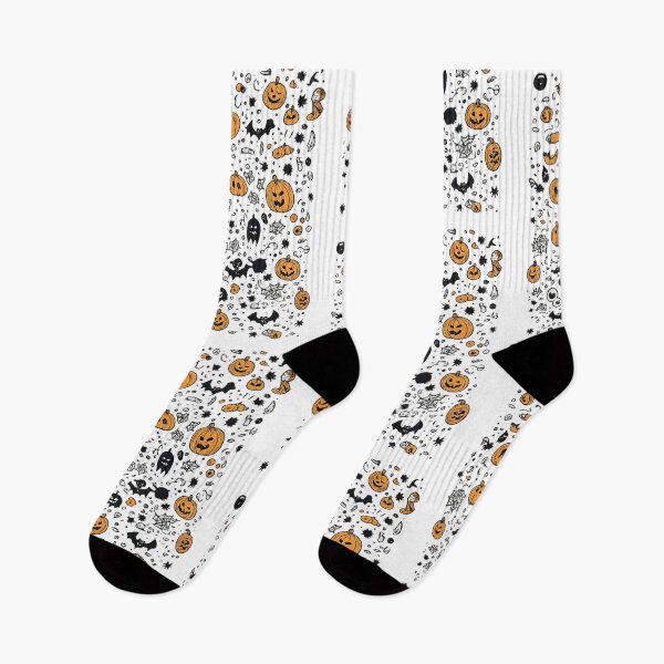 Item preview, Halloween Pattern – Cute Pumpkins Ghosts and Spooky Doodle Art designed and sold by SnapLabDesigns.
