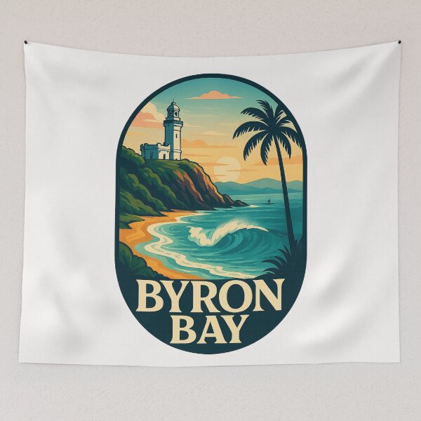 Item preview, Byron Bay Surf Coast and Cape Byron Lighthouse designed and sold by Places On Earth.
