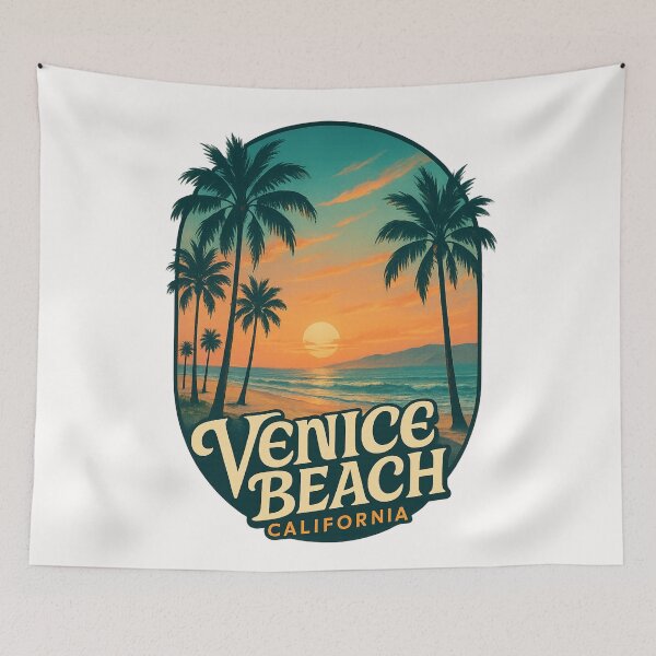 Item preview, Venice Beach California Palm Trees and Sunset Coastline designed and sold by Places On Earth.