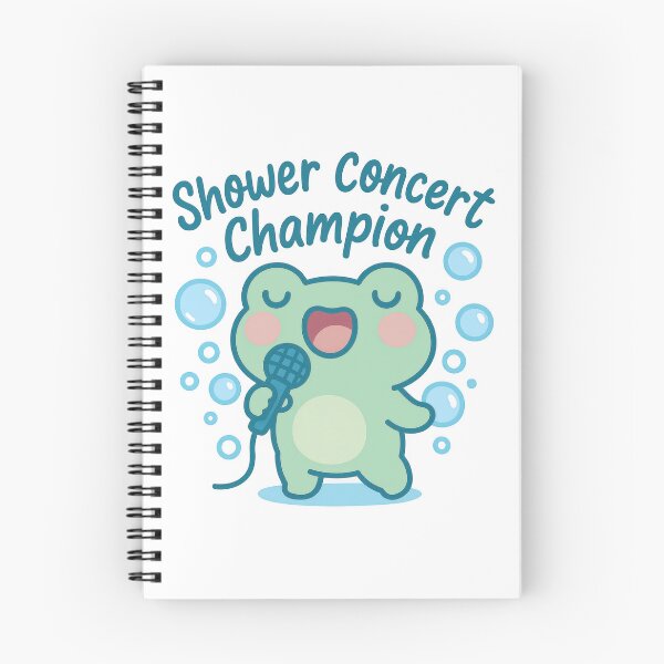 Artikelvorschau, Cartoon Frosch singt Duschkonzert Champion entworfen und verkauft von PixeloraStudio.