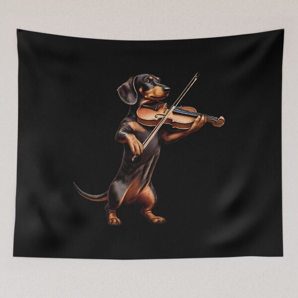 Item preview, Dachshund Playing Violin Player Dog Lover designed and sold by Kimberley King Art  King Art.