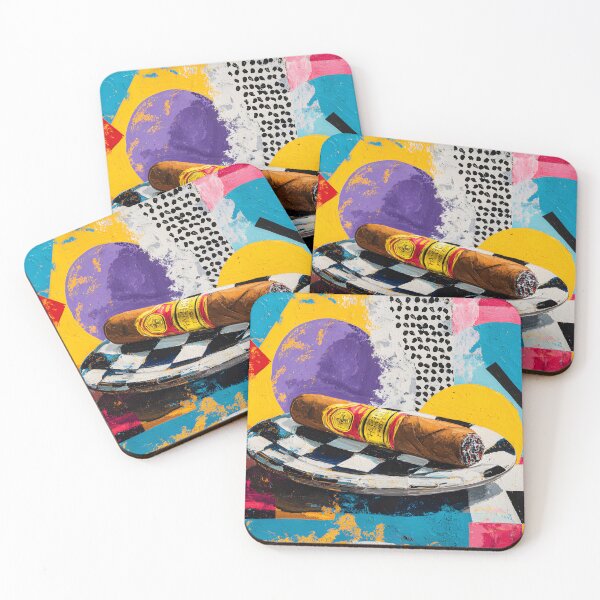 Item preview, Elevate Smoke and Style - A Vibrant Surreal Celebration of Cigar, Color and Geometric Energy designed and sold by OlfactoART Studio.