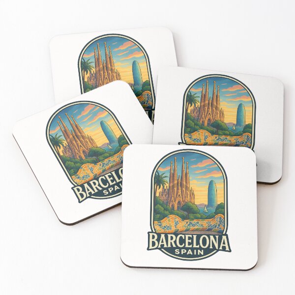 Item preview, Sagrada Familia and Park Güell Skyline Barcelona Spain designed and sold by Places On Earth.