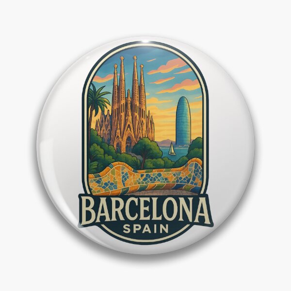 Item preview, Sagrada Familia and Park Güell Skyline Barcelona Spain designed and sold by Places On Earth.