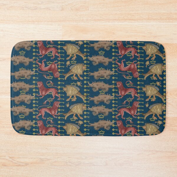Item preview, Fantastic Beastiary Medieval Print Navy designed and sold by domradart.