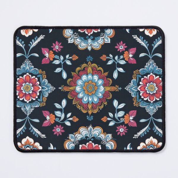 Item preview, Boho Floral Damask Medallion Seamless Pattern on Navy Background designed and sold by Art & Heart.