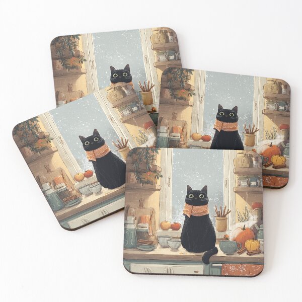 Item preview, Black Cat sitting in a kitchen designed and sold by Karma-Koutur.