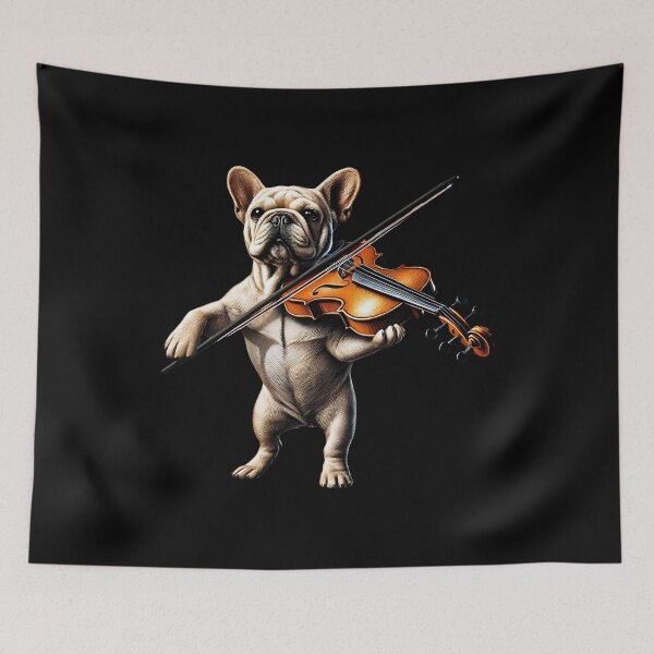 Item preview, French Bulldog Playing Fiddle Player Dog Lover designed and sold by Kimberley King Art  King Art.