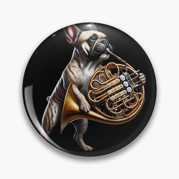 Item preview, French Bulldog Playing French Horn Player Dog Lover designed and sold by Kimberley King Art  King Art.