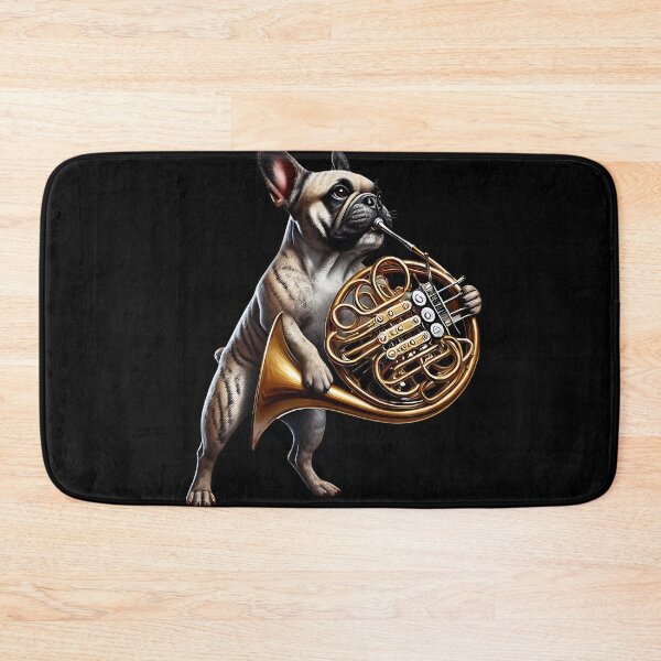Item preview, French Bulldog Playing French Horn Player Dog Lover designed and sold by Kimberley King Art  King Art.