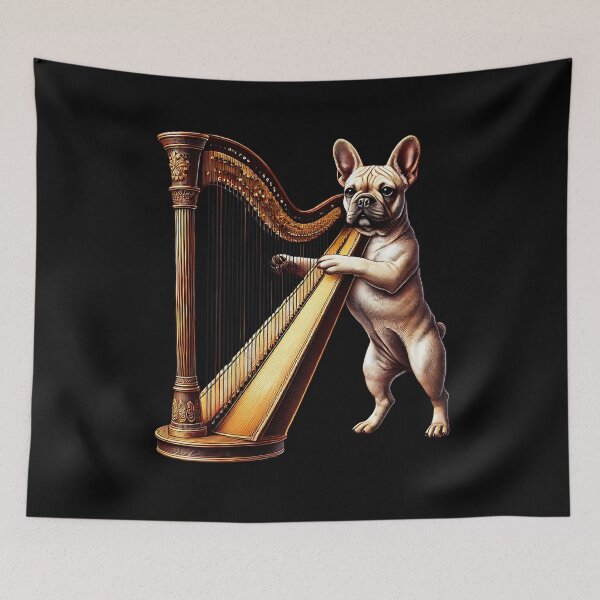 Item preview, French Bulldog Playing Harp Player Dog Lover designed and sold by Kimberley King Art  King Art.