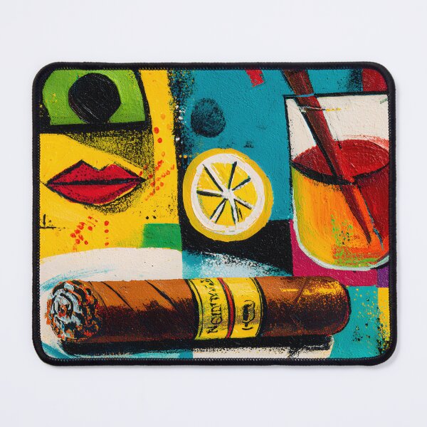 Item preview, Savor Smoke and Zest - A Vibrant Surreal Celebration of Cocktail, Cigar, Red Lips and Dynamic Color designed and sold by OlfactoART Studio.