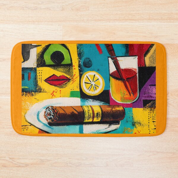 Item preview, Savor Smoke and Zest - A Vibrant Surreal Celebration of Cocktail, Cigar, Red Lips and Dynamic Color designed and sold by OlfactoART Studio.