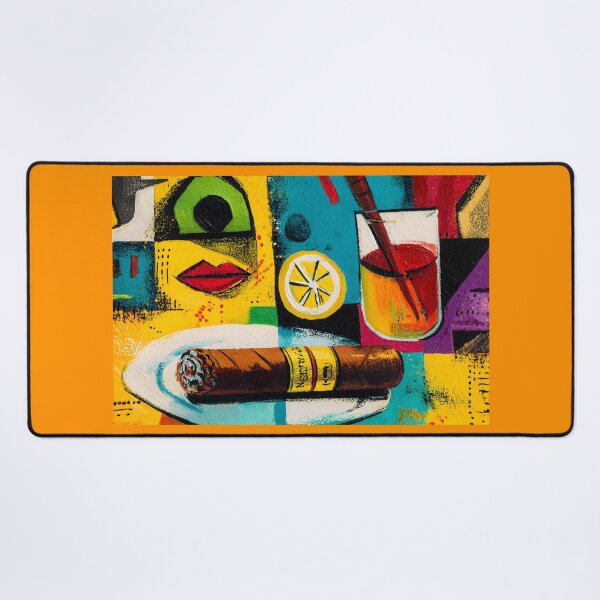 Item preview, Savor Smoke and Zest - A Vibrant Surreal Celebration of Cocktail, Cigar, Red Lips and Dynamic Color designed and sold by OlfactoART Studio.