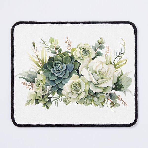 Item preview, Succulents and roses in watercolor designed and sold by CHERRY--SHOP.