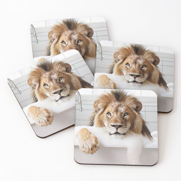 Item preview, Lion Taking a Bath, Cute Bathroom Decor designed and sold by CheekyAnimalz.