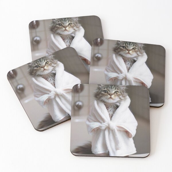 Item preview, Cat Wearing a Bathrobe, Cute Bathroom Wall Art designed and sold by CheekyAnimalz.